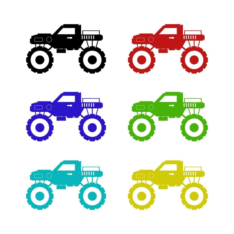 Monster Truck Set On White Background vector