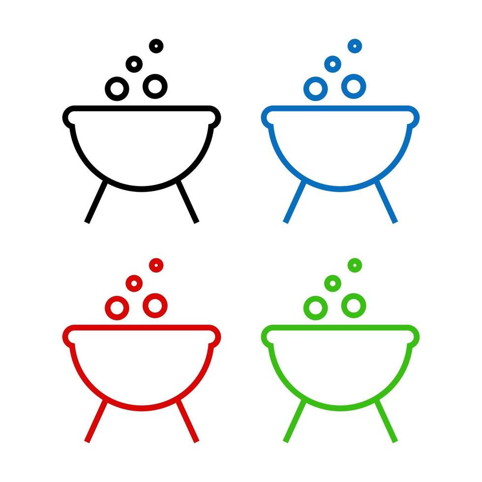 Cauldron Set On White Background vector