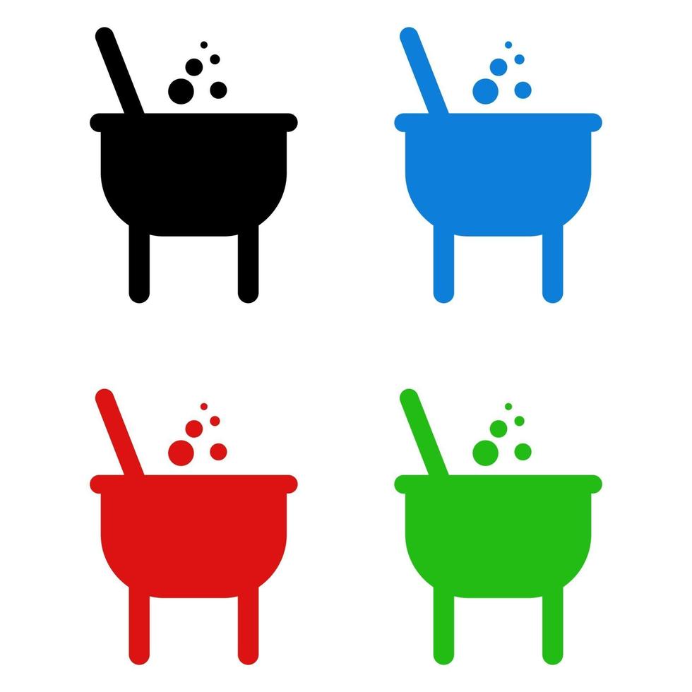 Cauldron Set On White Background vector