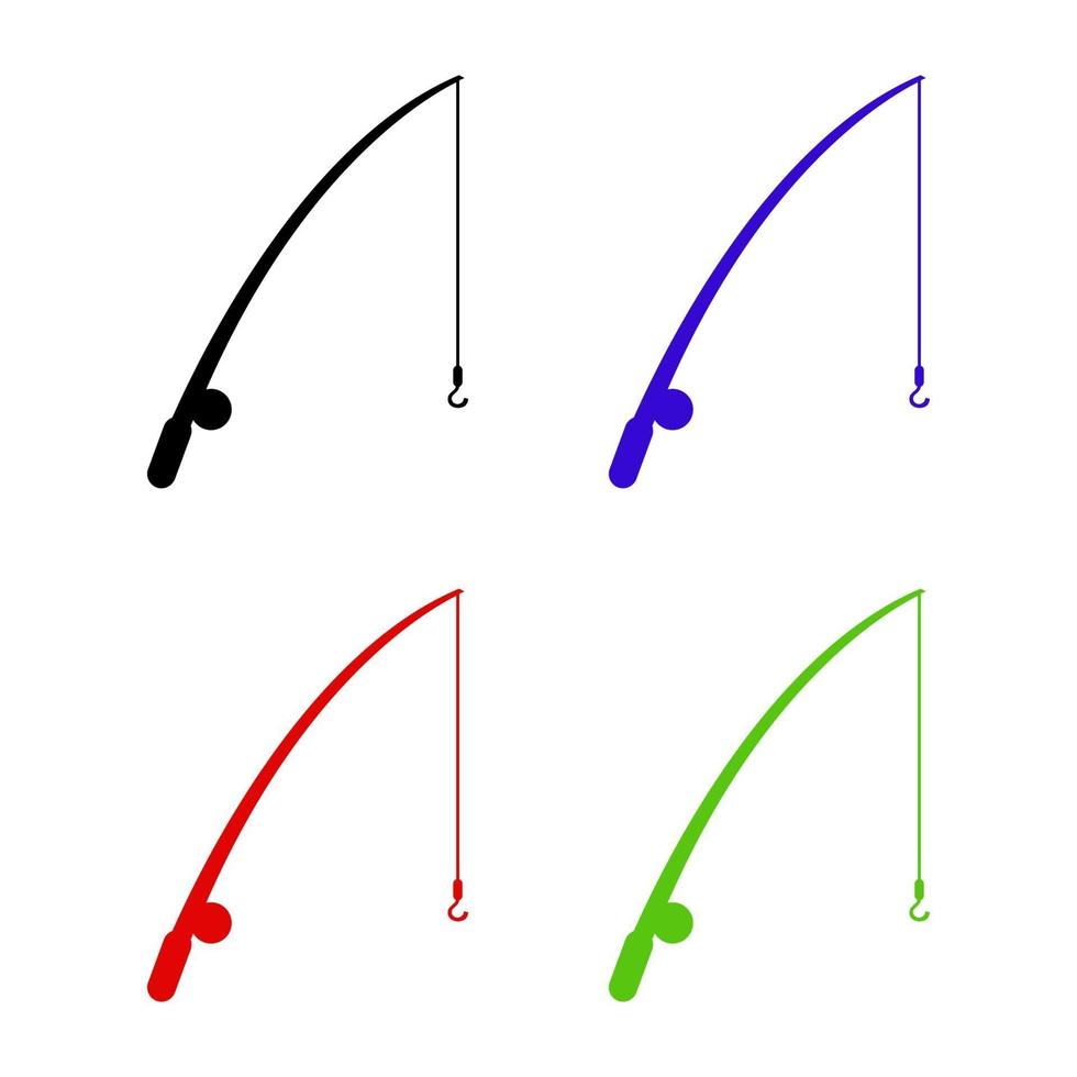 Fishing Rod Set On White Background vector