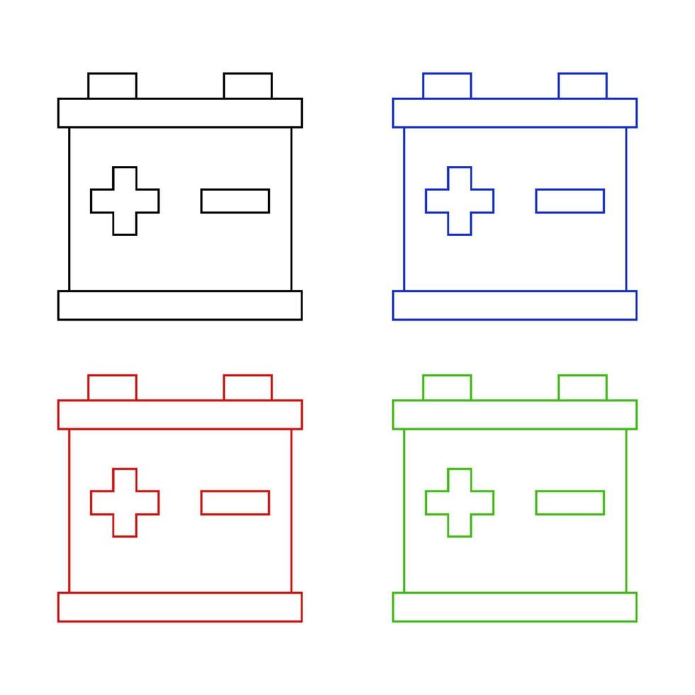 Set Of Car Battery On White Background vector