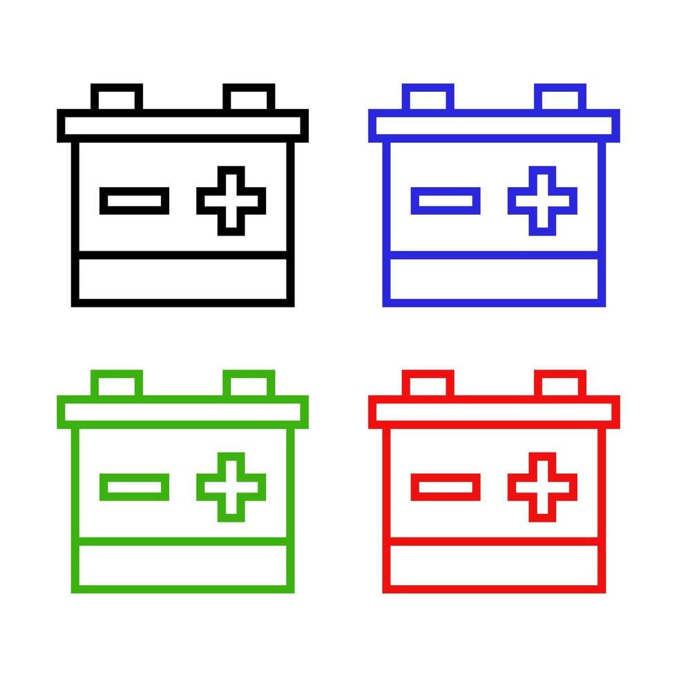 Set Of Car Battery On White Background vector