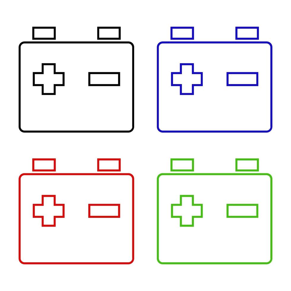 Set Of Car Battery On White Background vector