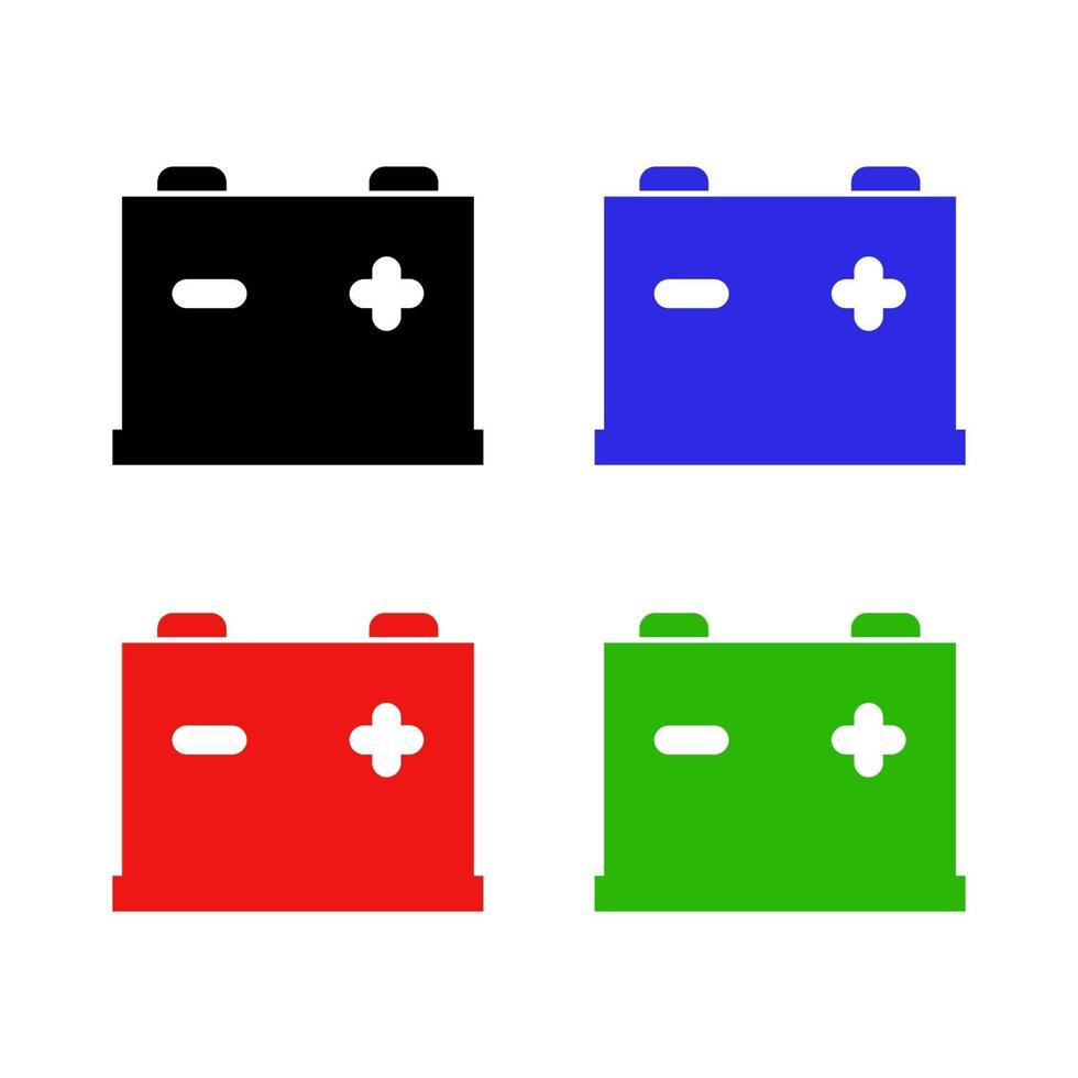 Set Of Car Battery On White Background vector