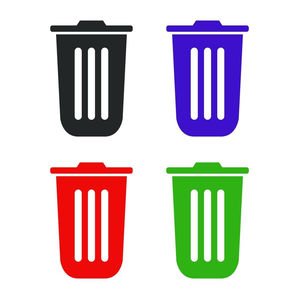 Set Of Trash Can On White Background vector