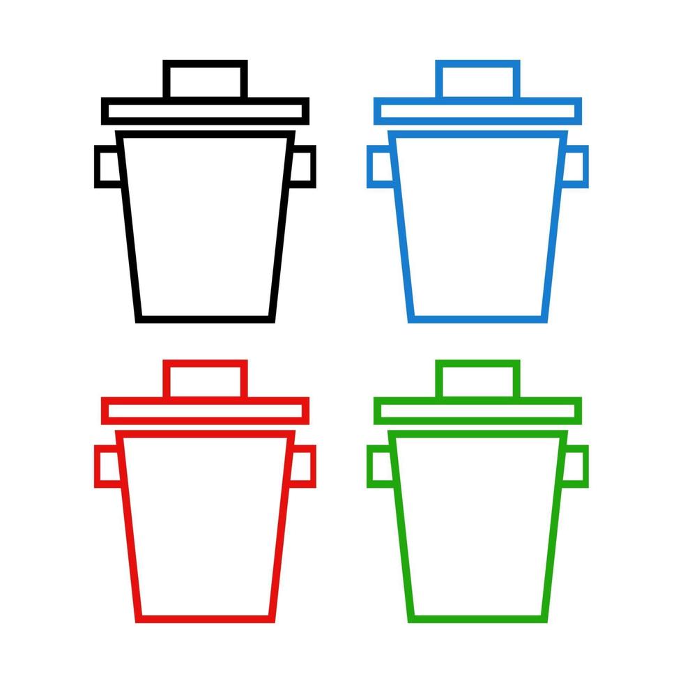 Set Of Trash Can On White Background vector