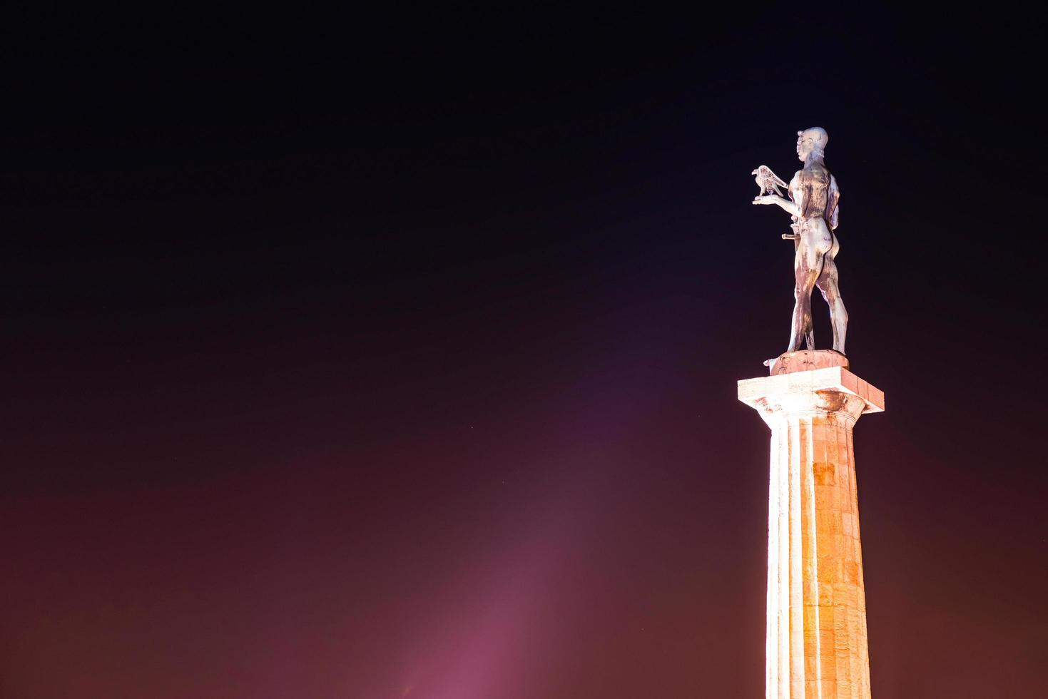 The Victor Monument on Kalemegdan Fortress at night in Belgrade, Serbia photo