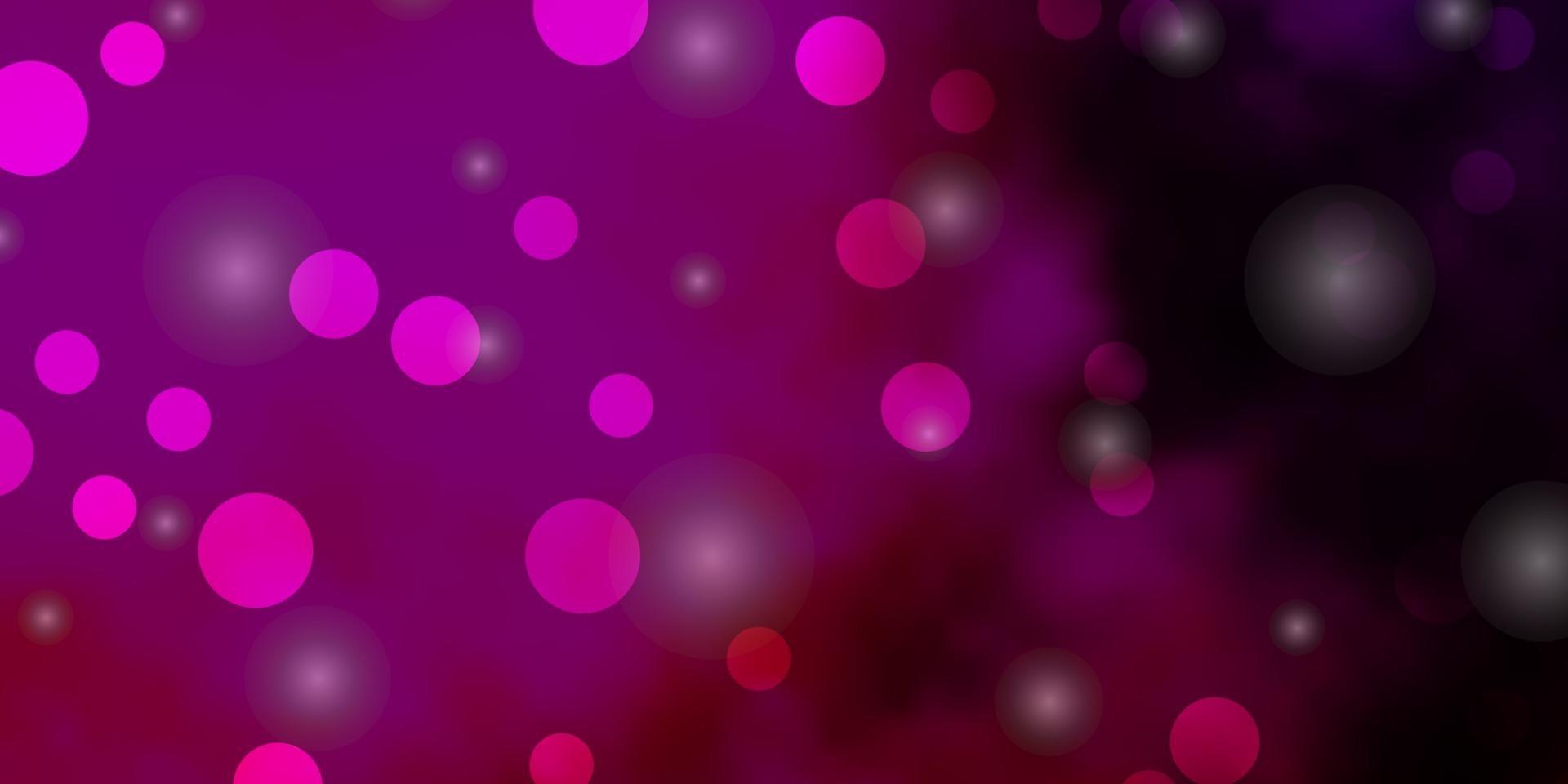 Dark Pink vector template with circles, stars.