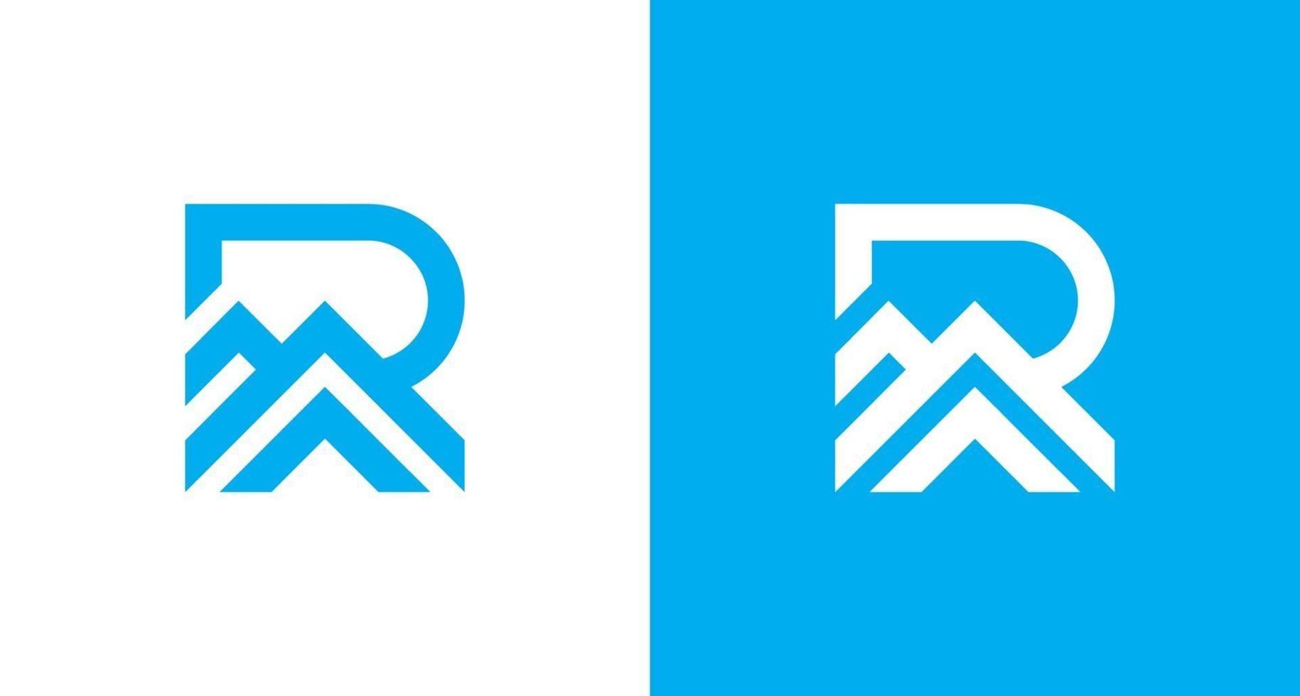 Modern letter R with Ridge element logo, simple R initial and mountain logo, home Roof logo vector