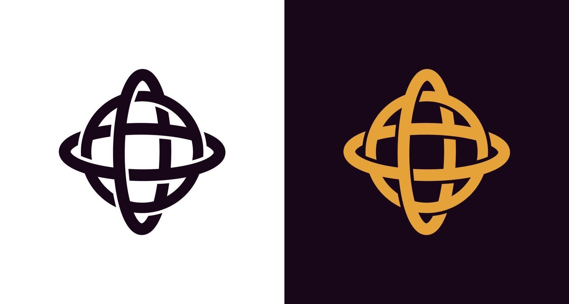 abstract and classic globe logo icon, circular rotation logo, simple and elegant earth rotation logo vector