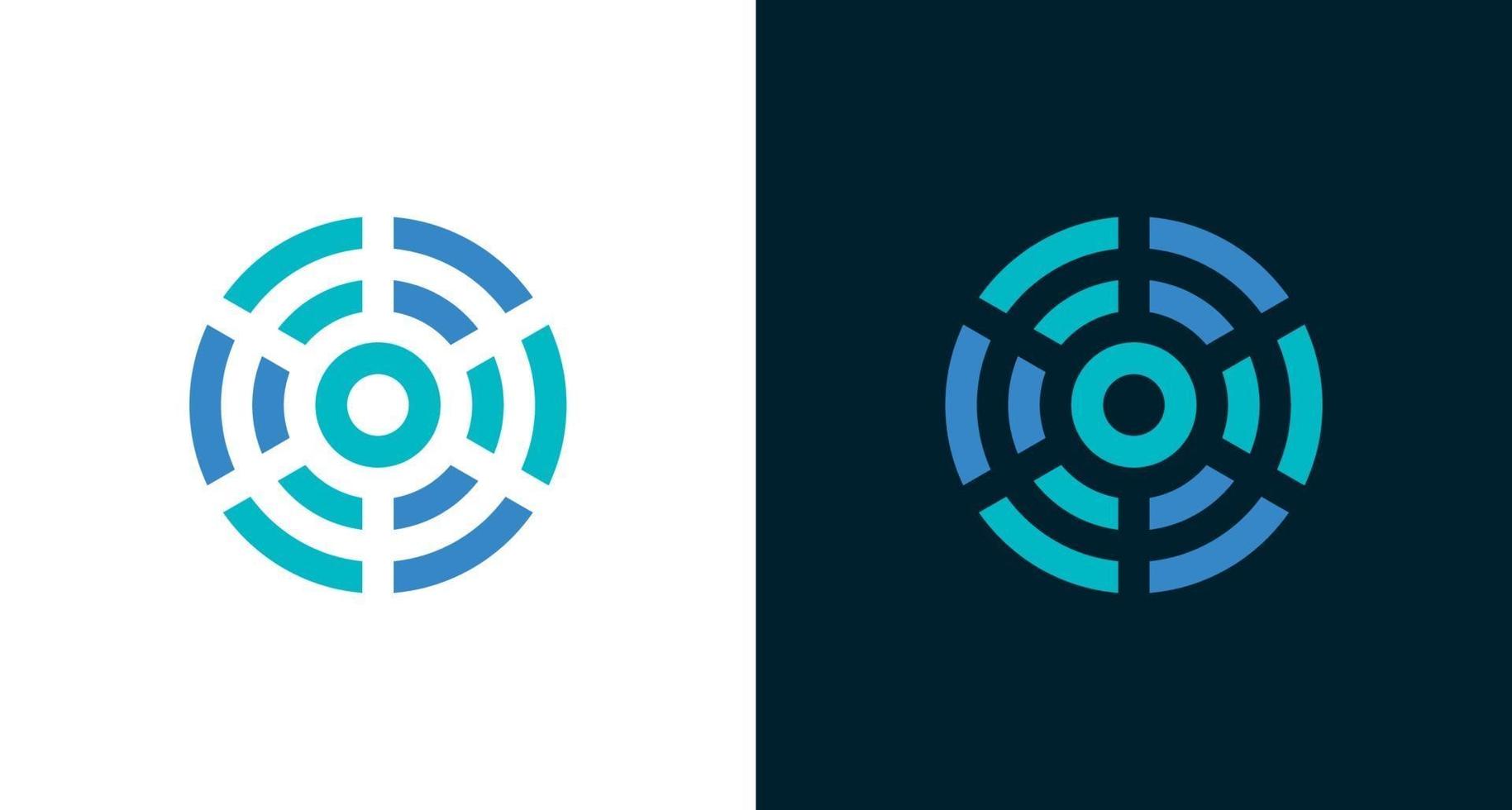 circular abstract logo design with connection, wifi, maze element vector