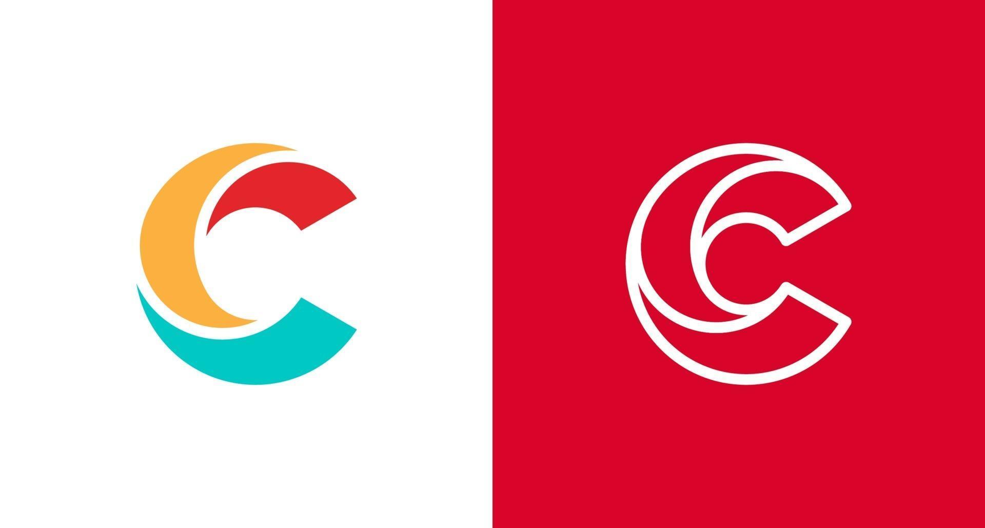 Modern and Minimal layered letter C logo, simple initial C monogram