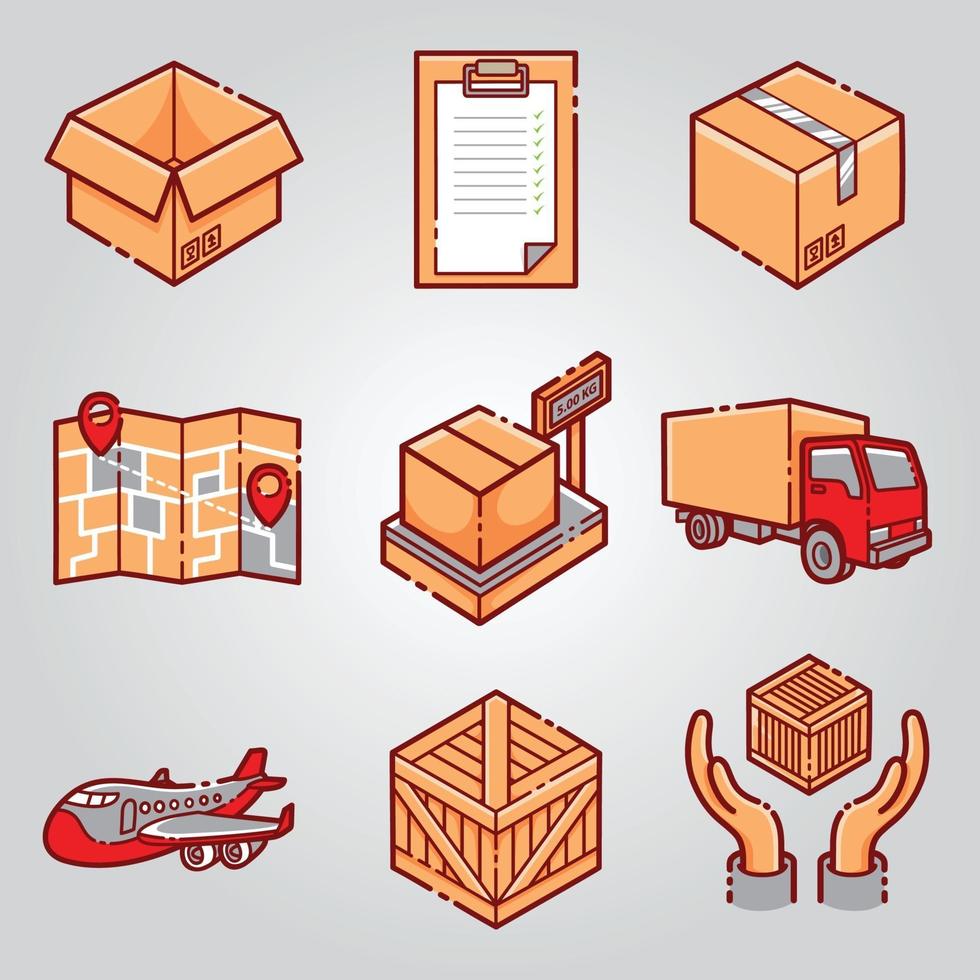 courrier shipping delivery icon set vector