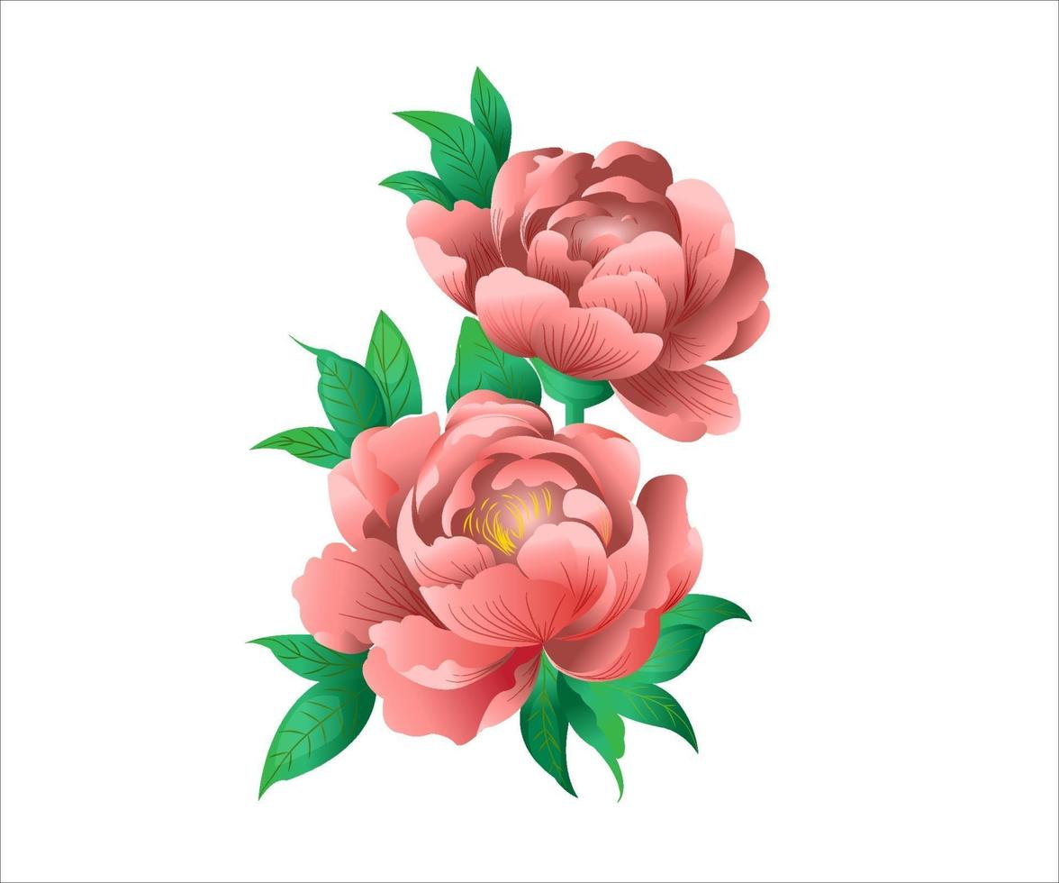 Floral set with roses, cactus, greenery, herbs and eucaluptys branches vector