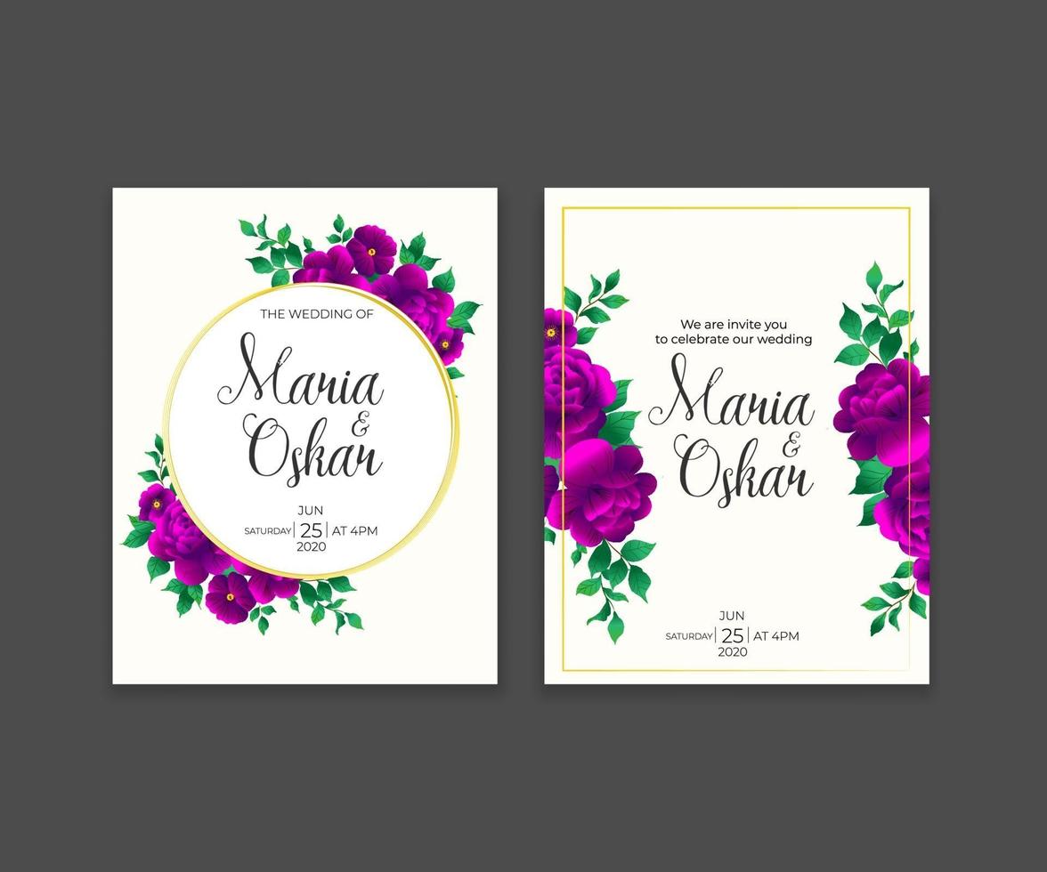 Beautiful decorative greeting card or invitation with floral design set vector