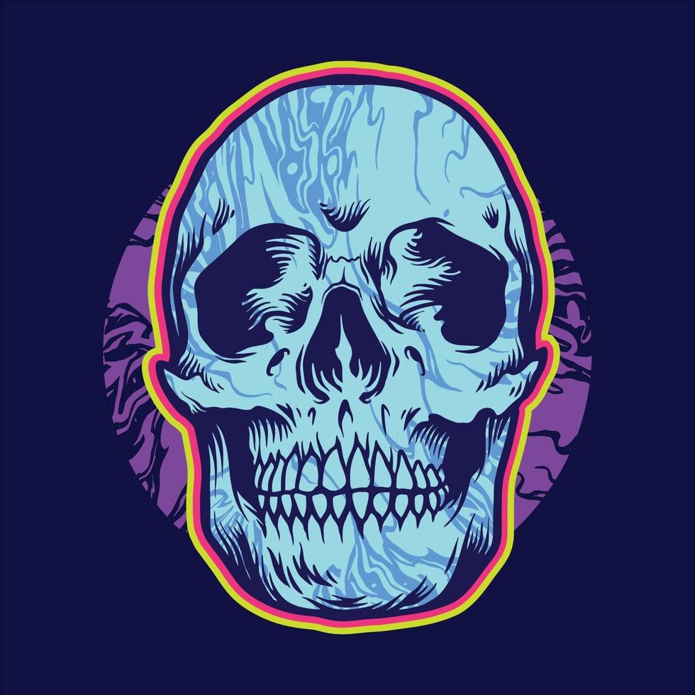 Psychedelic Bones Skull Head vector