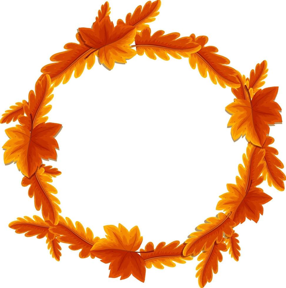 Round autumn leaves frame template vector