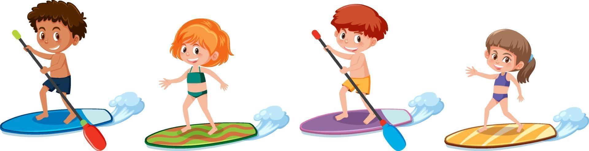 Set of different kids cartoon character in summer theme vector