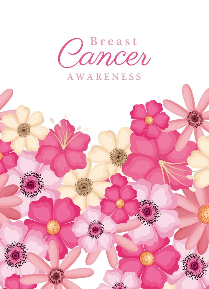 flores rosadas para el diseño del vector de la conciencia del cáncer de mama