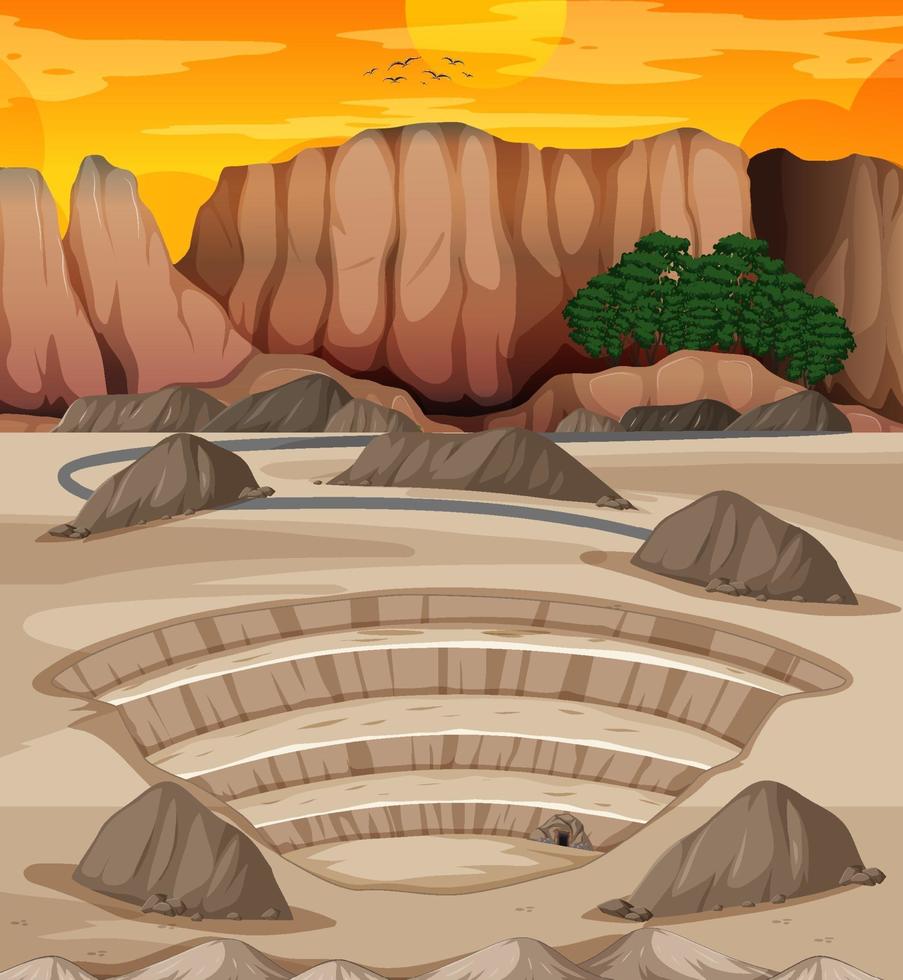 Landscape with mining quarry scene vector