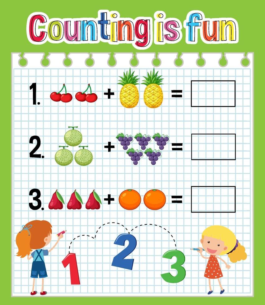 Math count number worksheet vector