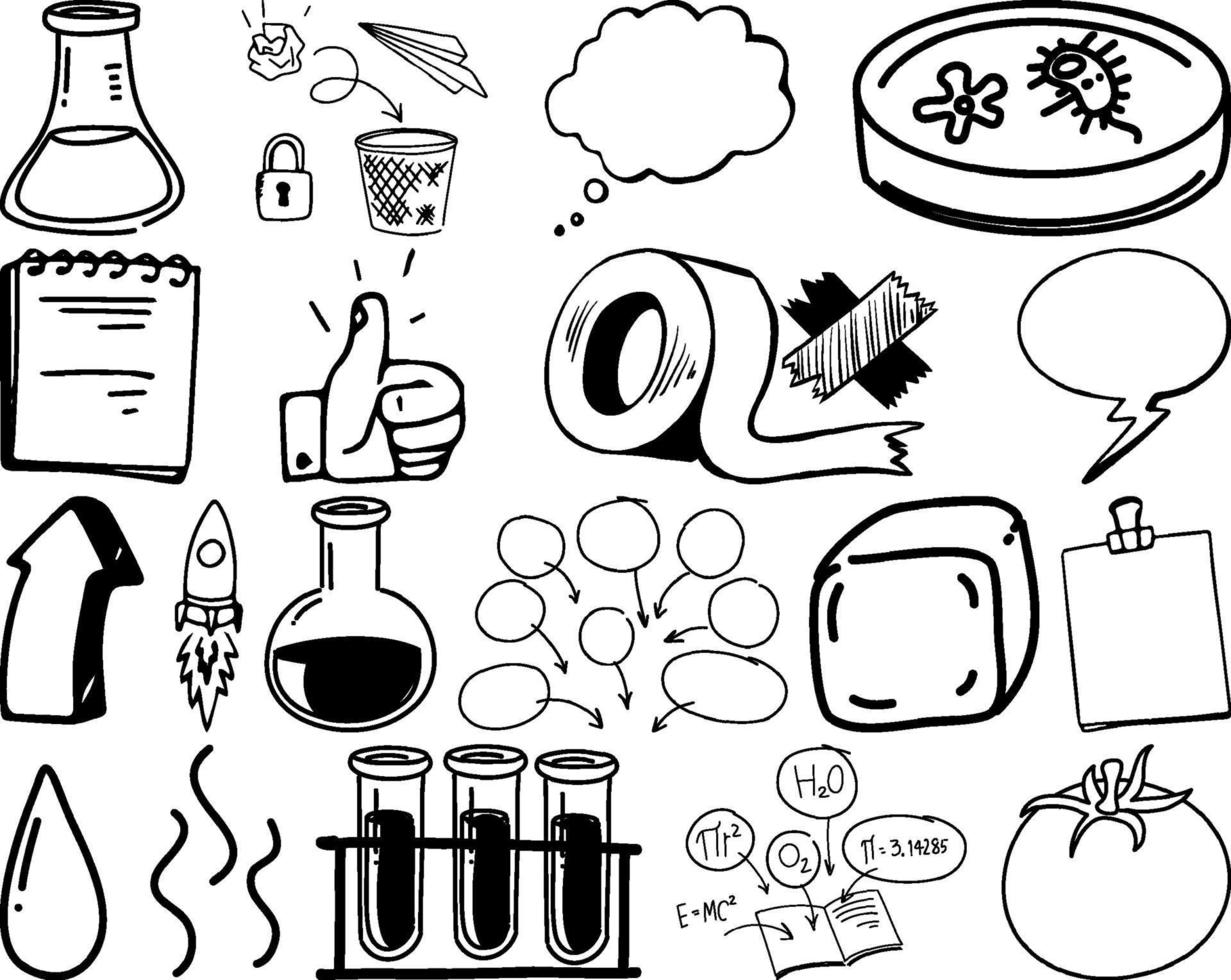 Set of item and symbol hand drawn doodle vector