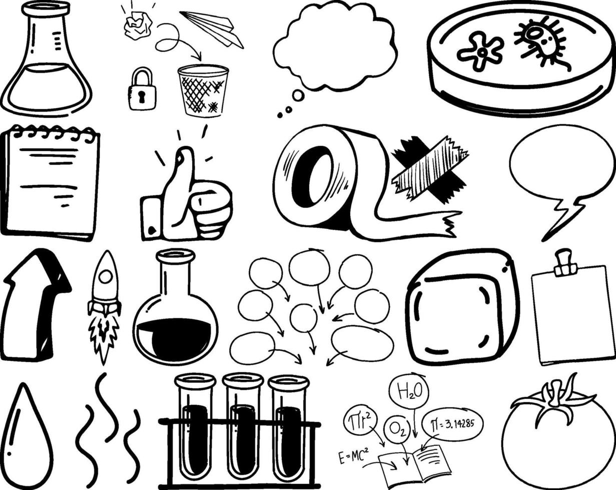 Set of item and symbol hand drawn doodle vector