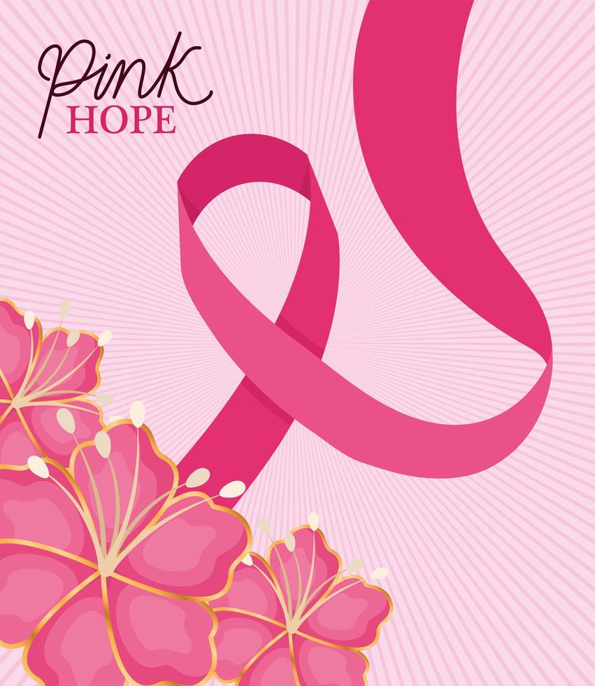 ribbon with flowers for pink hope vector design