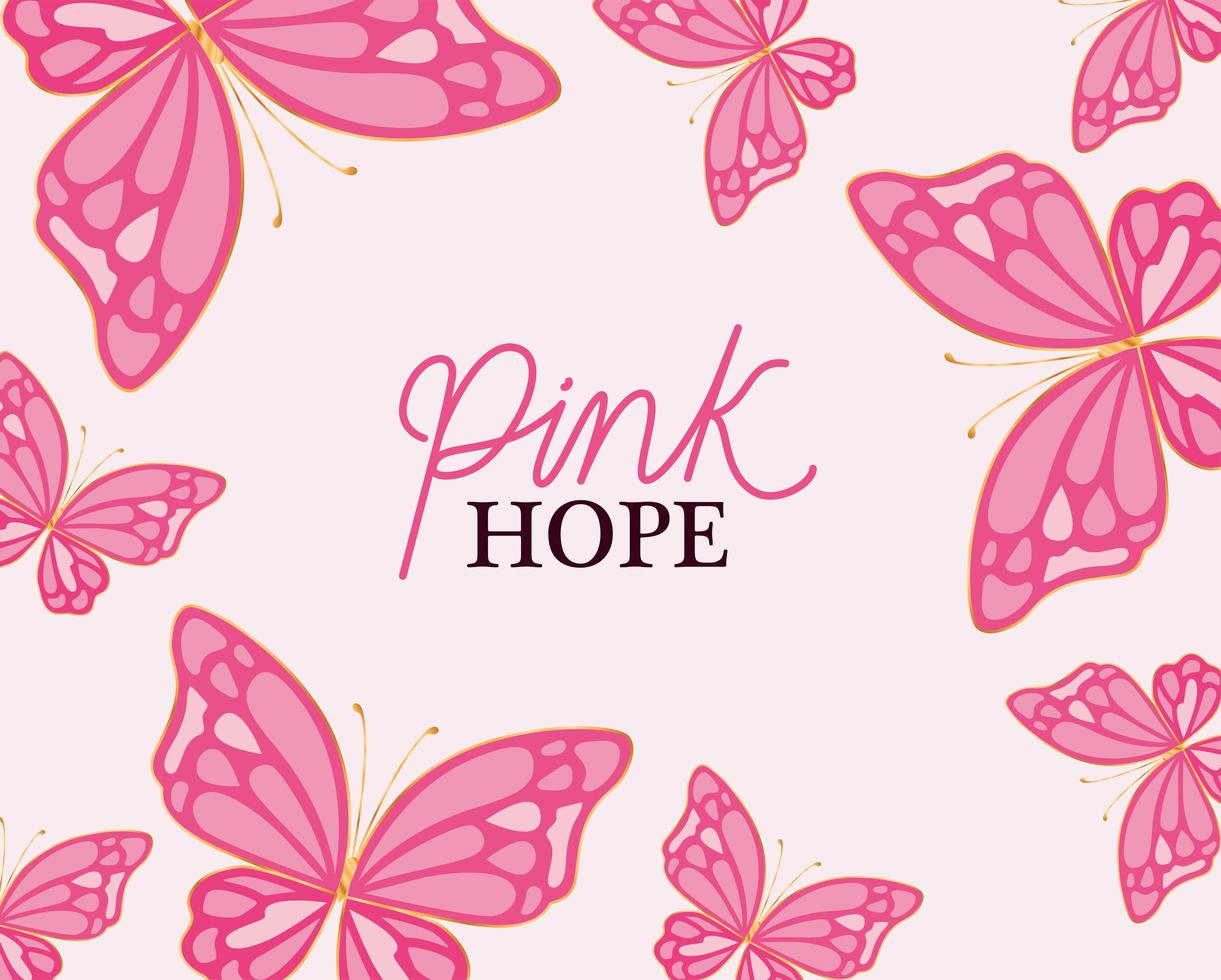 mariposas para el diseño de vectores de esperanza rosa