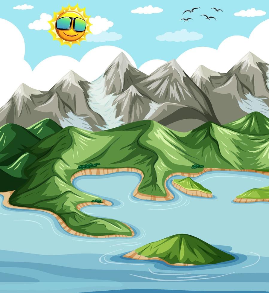 Land and water geography landscape vector