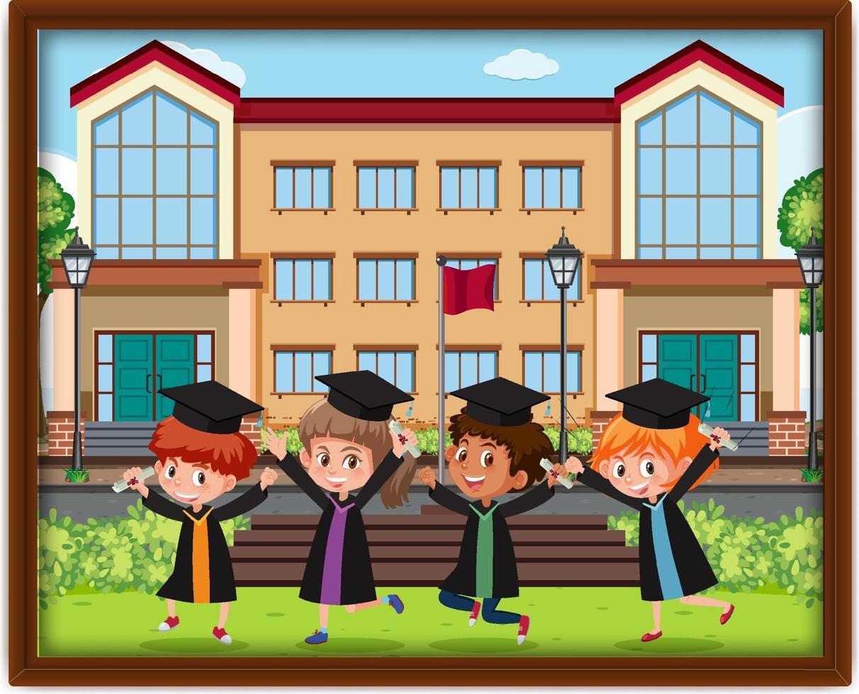 A picture of children in graduation costume vector