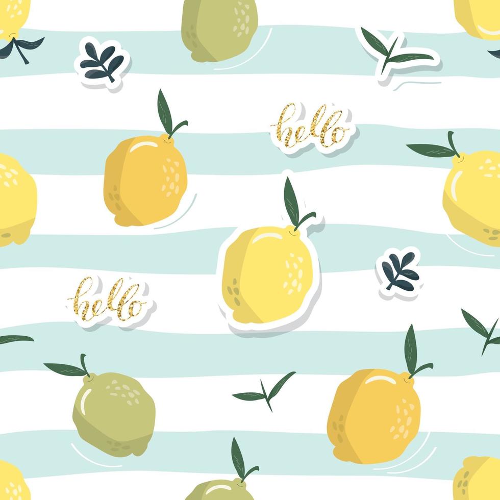 Summer seamless pattern with lemons. Festive tropical background. Vector