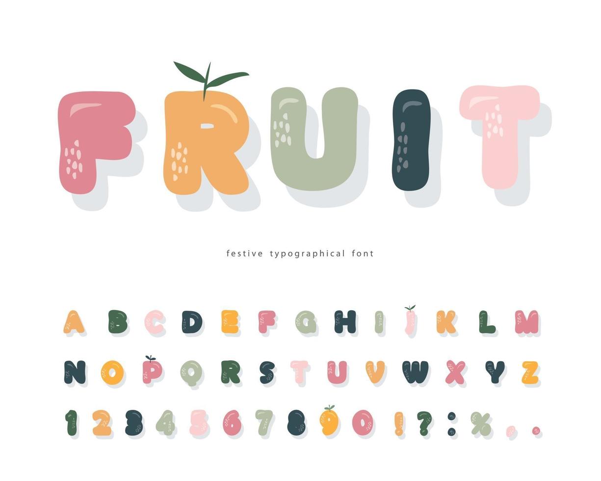 Cute cartoon font. Pastel colors alphabet. Girly. Vector