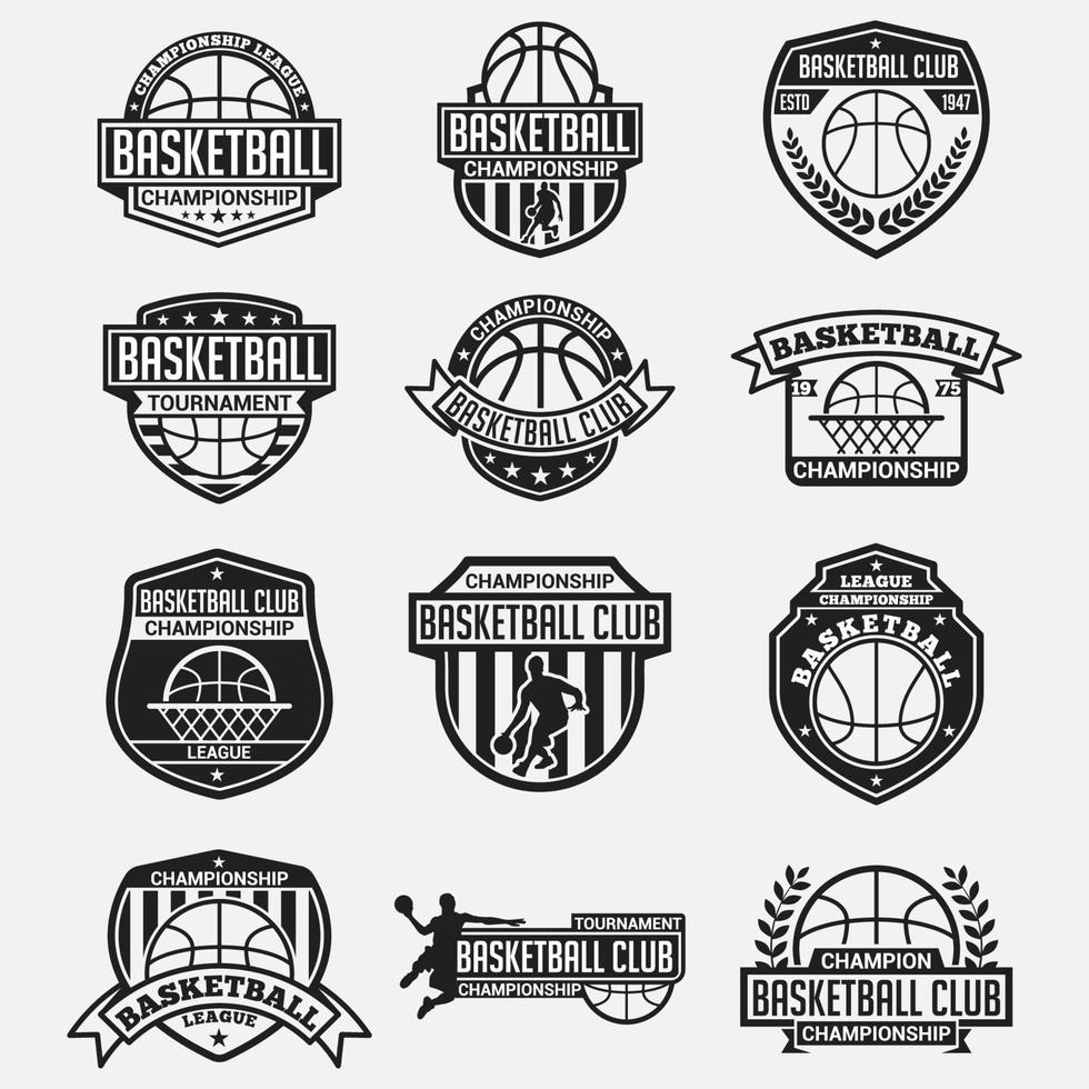 Conjunto de insignias y logotipos del club de baloncesto. vector