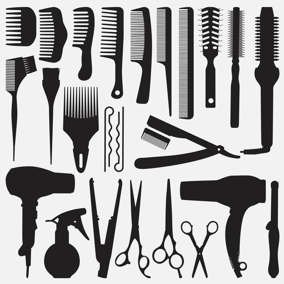 Hair Accessories Tools collection vector design templates set