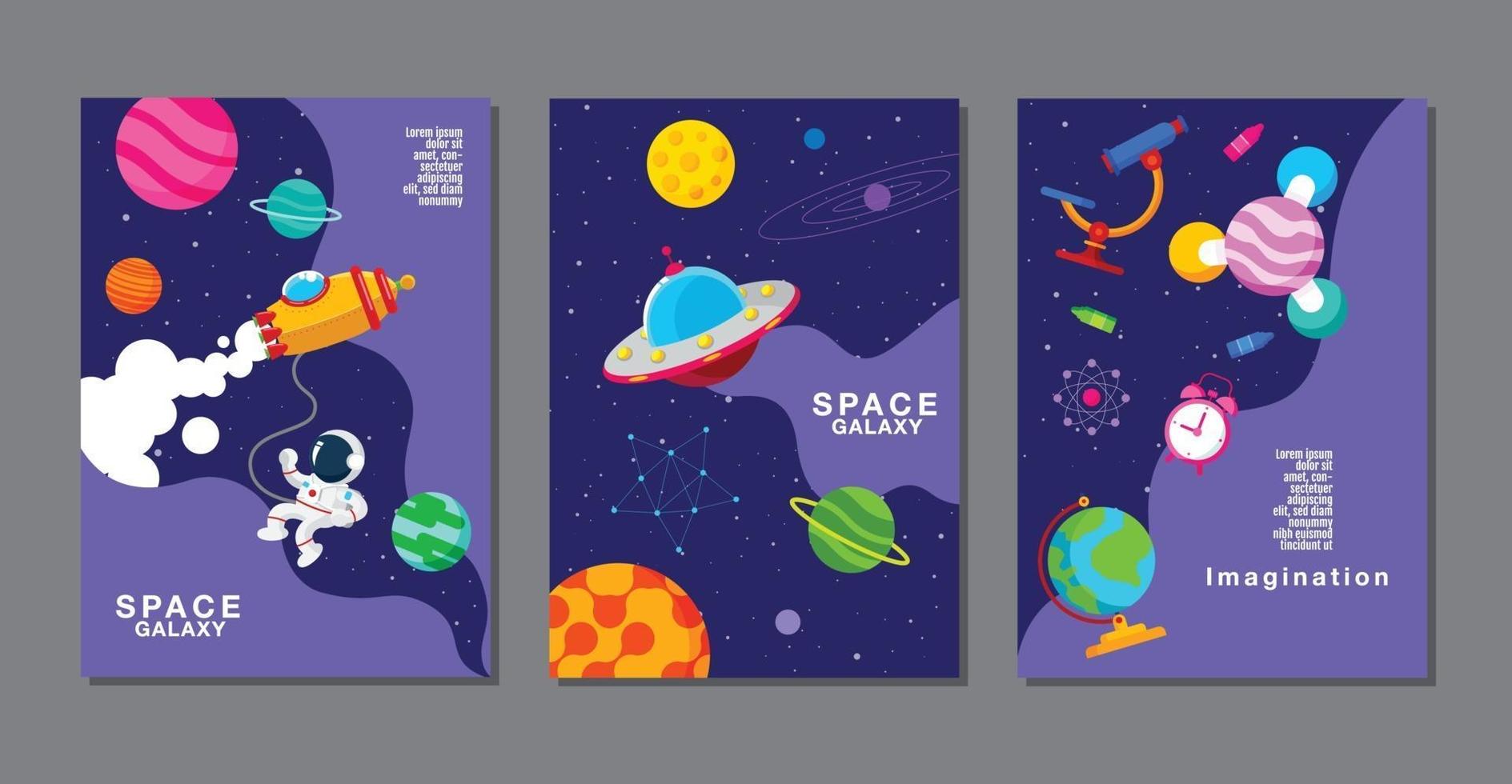 conjunto de plantillas de banner. universo, galaxia espacial, diseño. ilustración vectorial vector