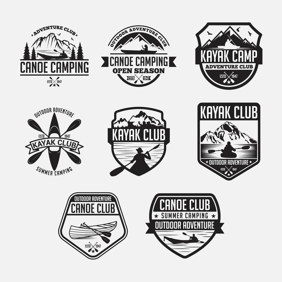 Kayak  Canoe Badge  Logo vector design templates set