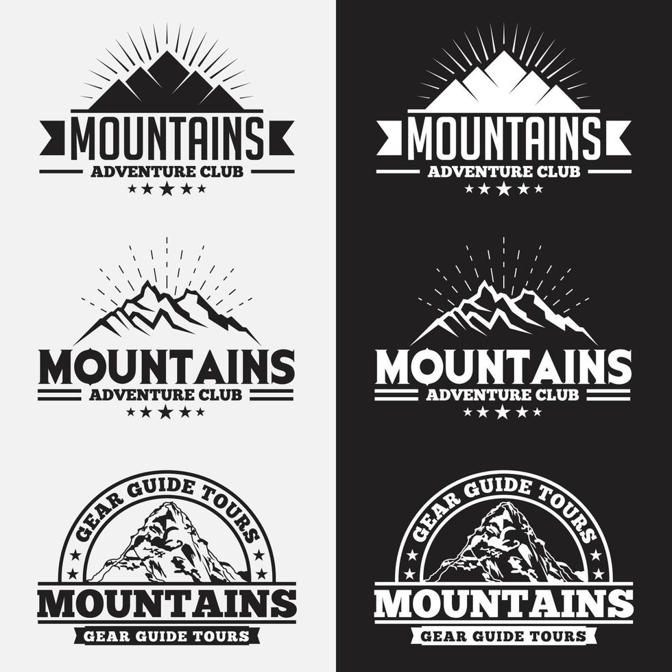 montañas logotipos e insignias conjunto de plantillas de diseño vectorial vector