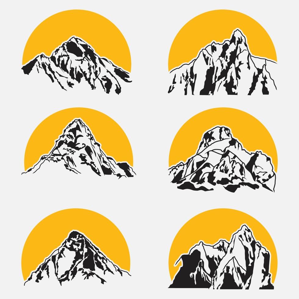 Mountains Logos and Badges vector design templates set