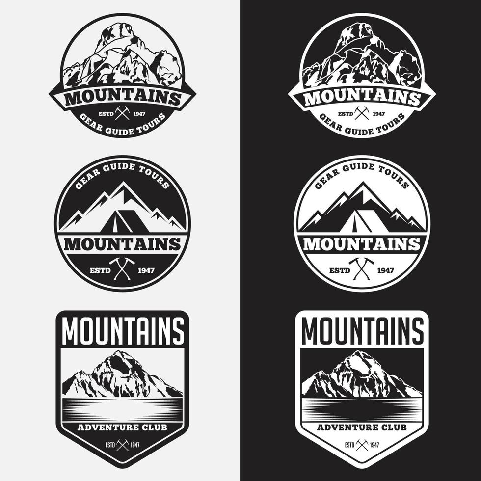 montañas logotipos e insignias conjunto de plantillas de diseño vectorial vector