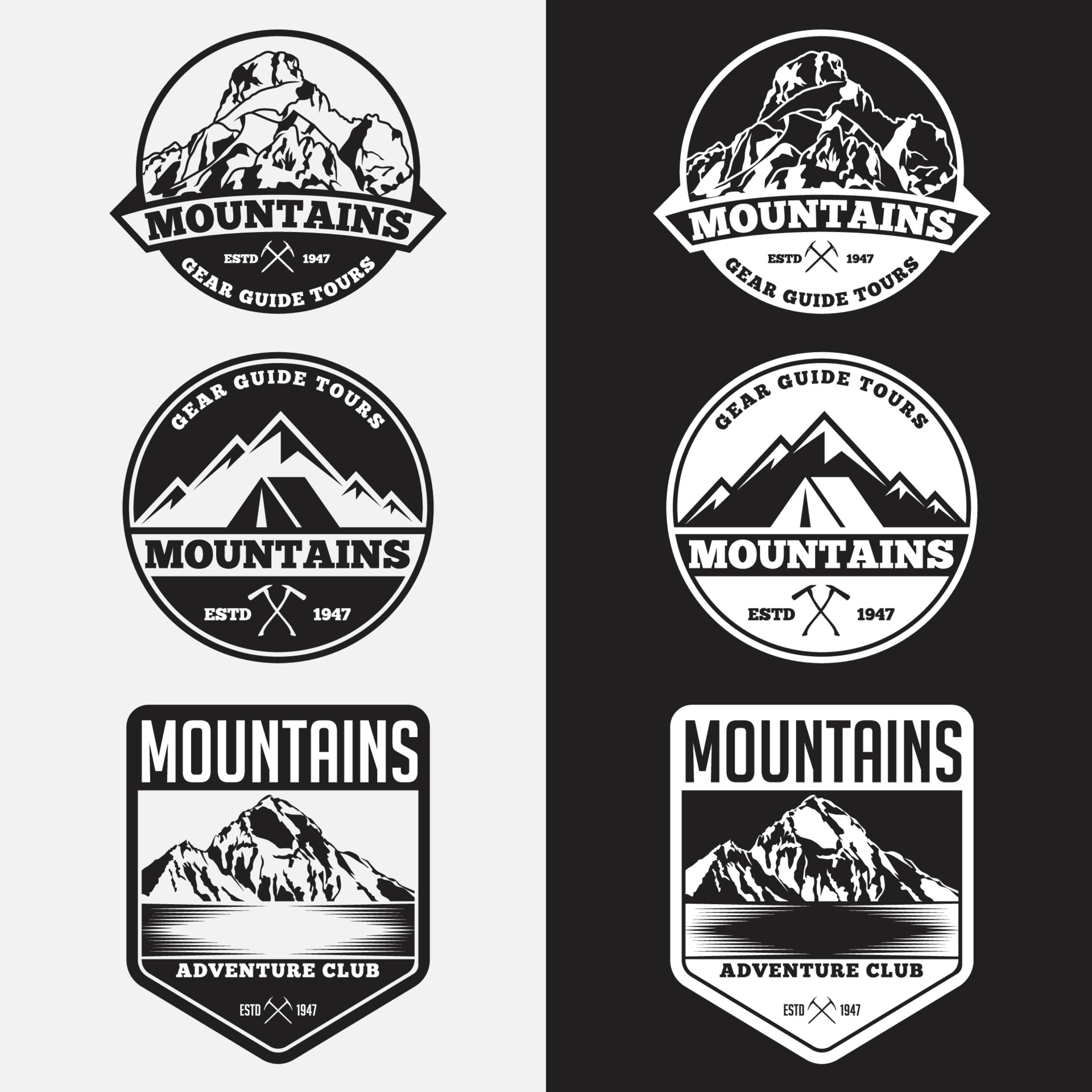 Mountains Logos and Badges vector design templates set 2088537 Vector ...