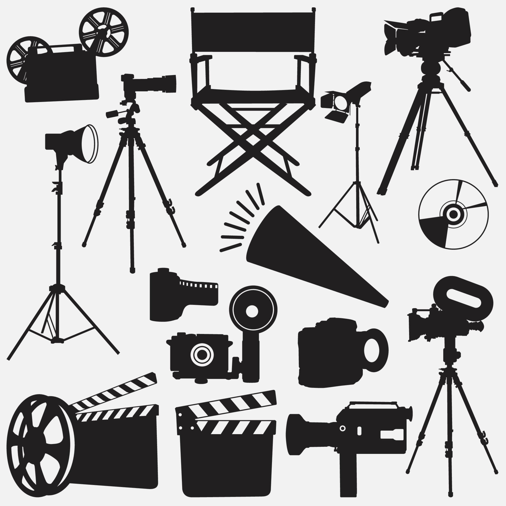 movie equipment vector design templates set 2088540 Vector Art at Vecteezy