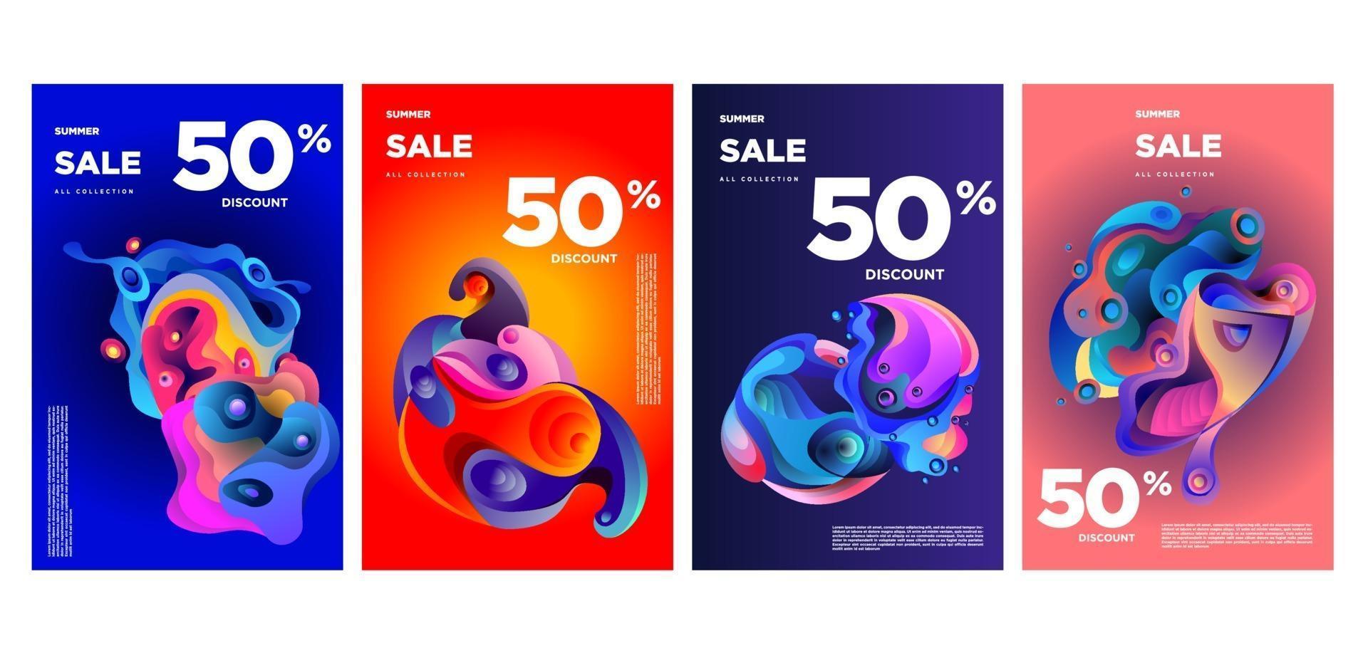 Summer sale discount colorful fluid and liquid banner vector