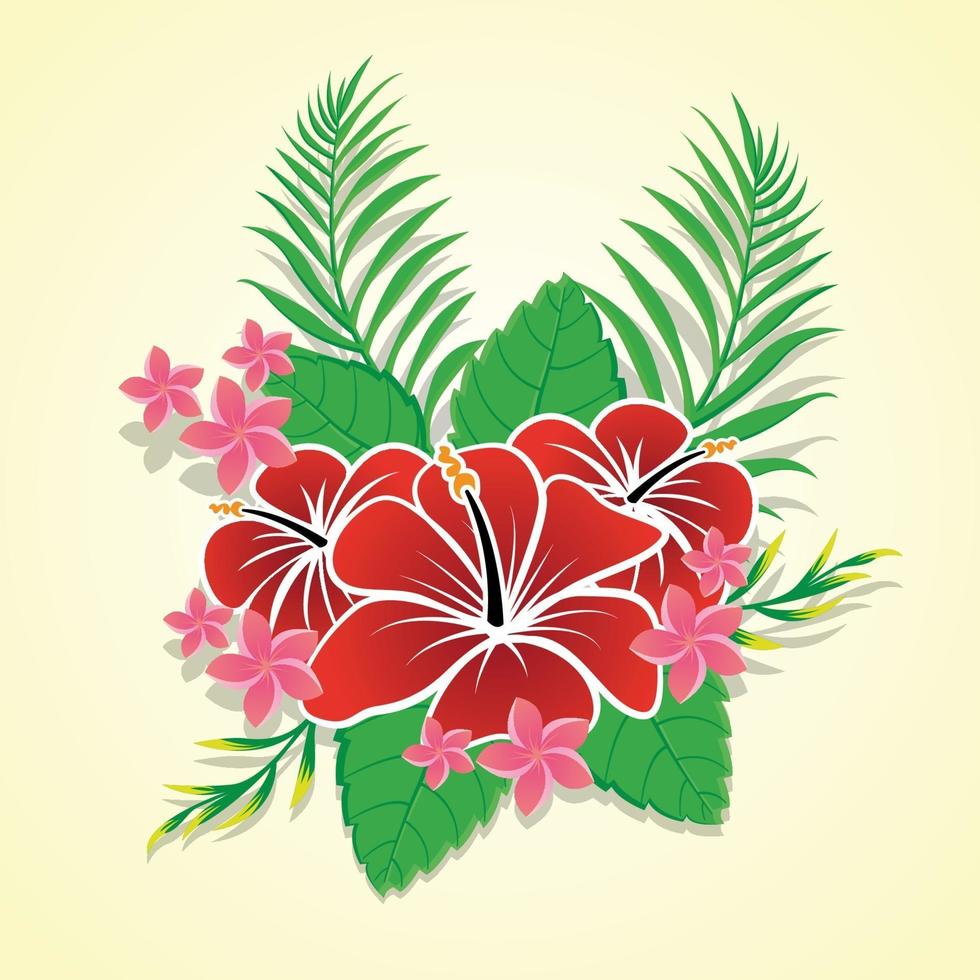 Hawaiian flower ornament asset vector