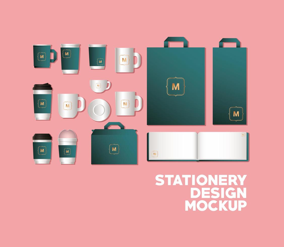 Modern stationery mock-up template pack vector