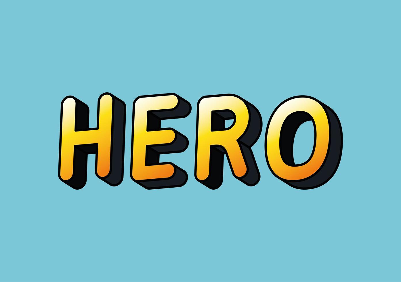 3d hero lettering on blue background vector design