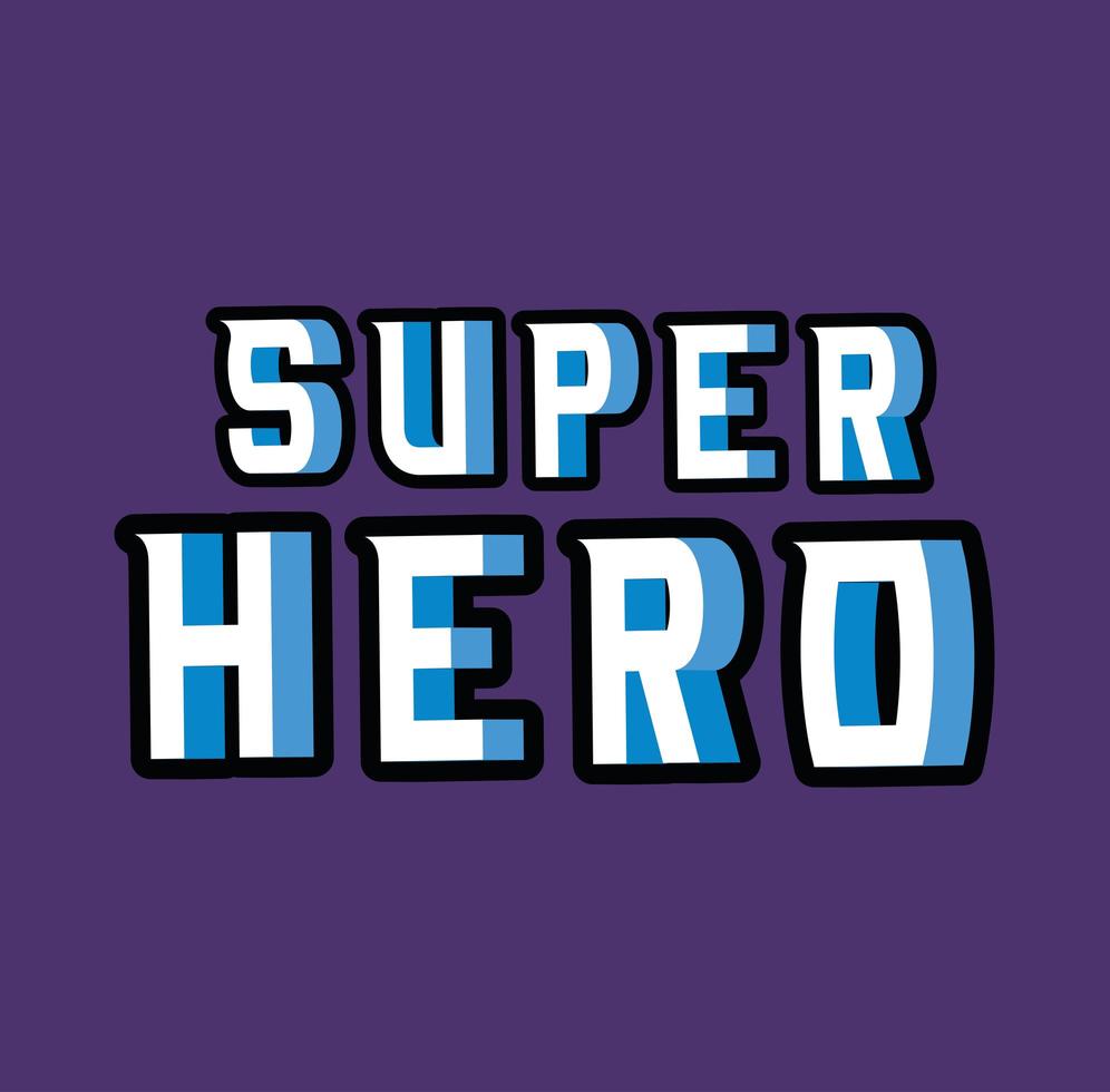 Letras de superhéroe 3D sobre fondo azul diseño vectorial vector