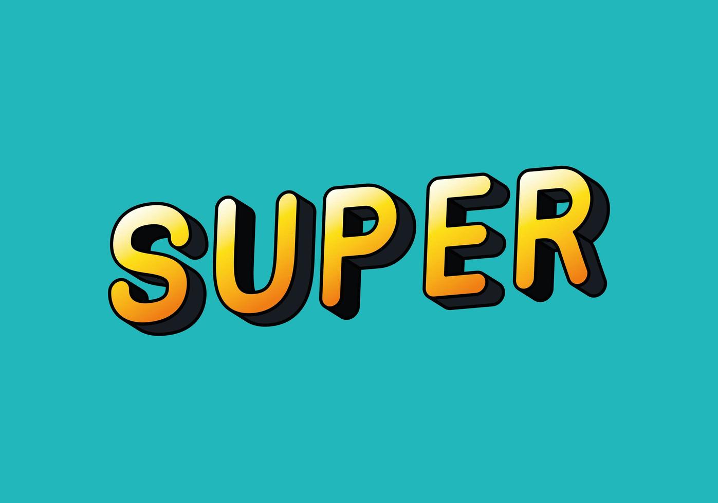 3d super lettering on blue background vector design
