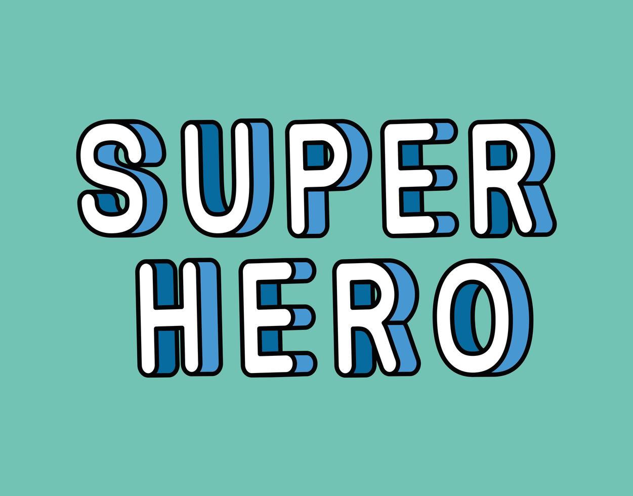 3d super hero lettering on blue background vector design