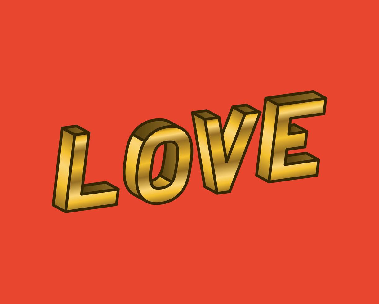 Letras de amor 3d sobre fondo rojo diseño vectorial vector